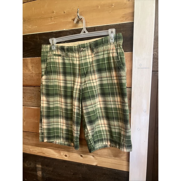 No Boundaries Vintage Green Plaid Mens Bermuda Shorts Size 34 - Picture 2 of 11